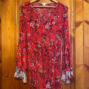 Floral long bell sleeve Romper